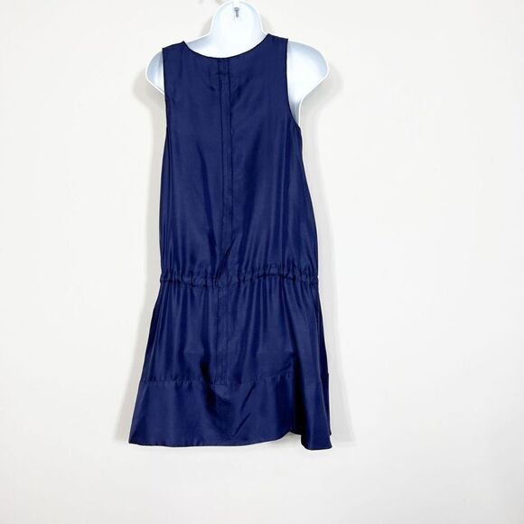 RAG & BONE Dress Navy Blue Drop Waist Silk Midi Sleeveless Womens XS - Picture 5 of 12